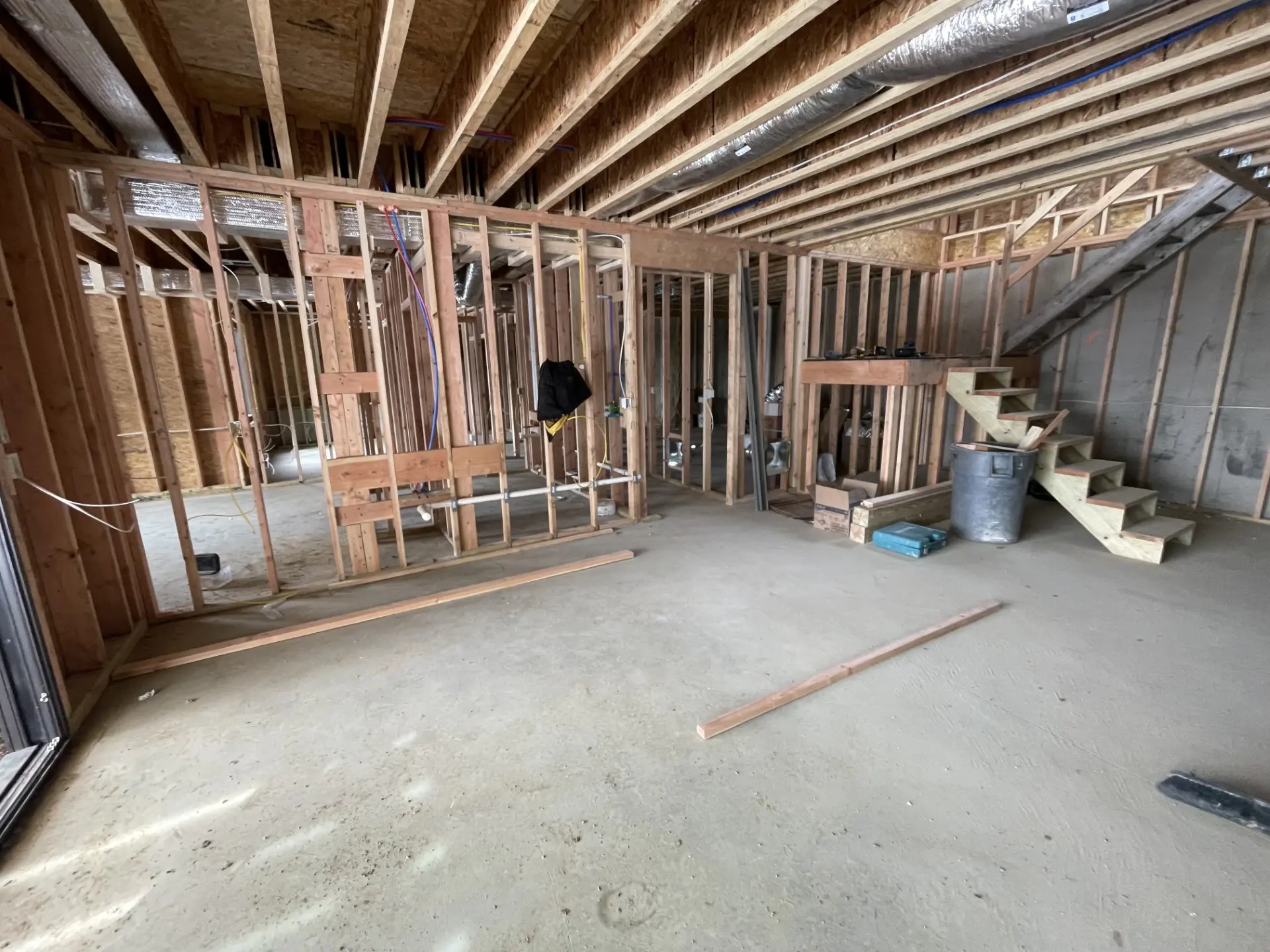 Interior wall framing and window openings on a new residential build